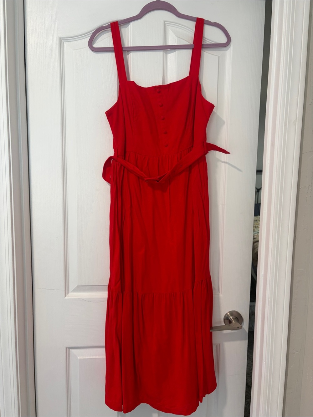 LC Lauren Conrad Red Sleeveless Maxi Dress with Tie Waist